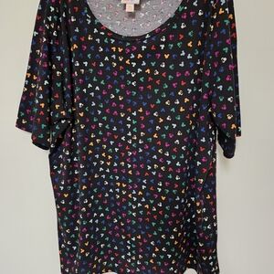 LuLaRoe Black Short Sleeve Tee with Multicolor Minnie And Mikey Plus Size 3x